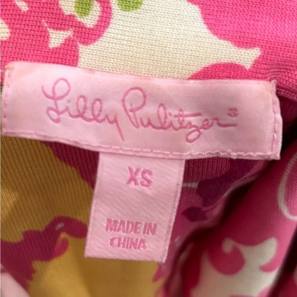 Lilly Pulitzer Blayney Pink Green Hoot Owl Floral Print 100% Silk Dress Sz Xs - Picture 6 of 7